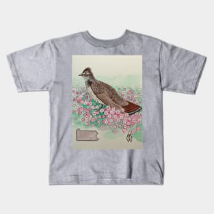 Pennsylvania state bird & flower, the ruffed grouse and mountain laurel Kids T-Shirt